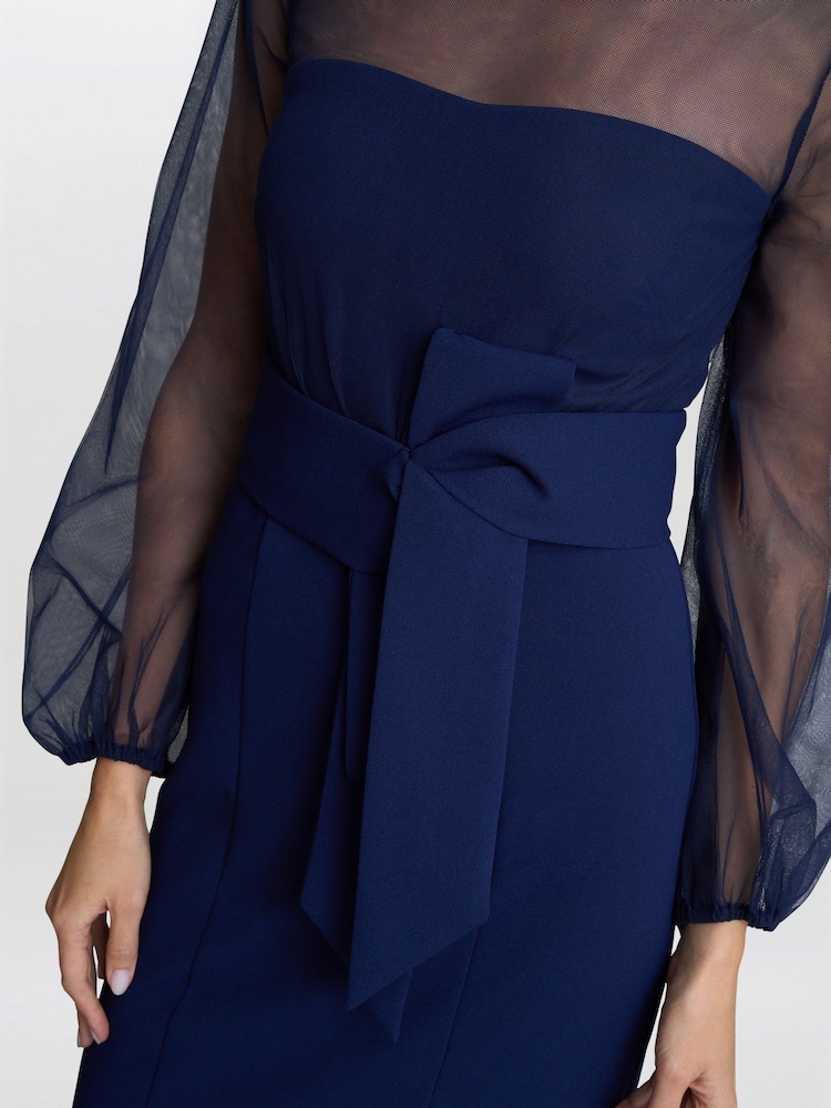 Gina Bacconi Blue Joanne Crepe And Mesh Maxi Dress - Image 5 of 6