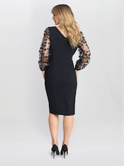 Gina Bacconi Jerry Appliqué Floral Sleeve Black Dress - Image 2 of 6