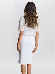 Gina Bacconi Silver Monica Beaded Jacket With Stand Frill Neck And Butterfly Sleeve - Image 4 of 5