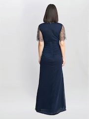 Gina Bacconi Blue Josephine V-Neck Maxi Dress With Embellished Sleeve - Image 2 of 4