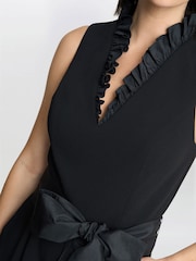 Gina Bacconi Priyanka Crepe Taffeta Combo Black Jumpsuit - Image 4 of 6
