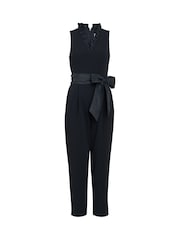 Gina Bacconi Priyanka Crepe Taffeta Combo Black Jumpsuit - Image 6 of 6