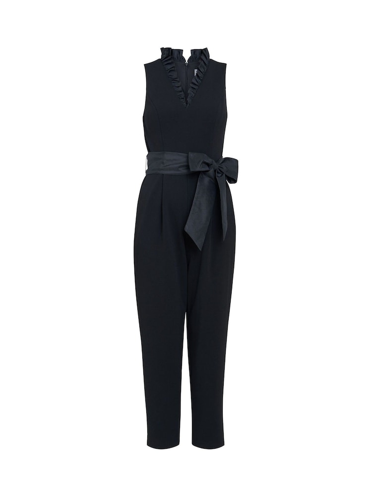 Gina Bacconi Priyanka Crepe Taffeta Combo Black Jumpsuit - Image 6 of 6