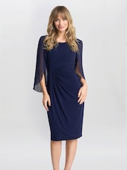 Gina Bacconi Blue Ryder Jersey And Chiffon Wrap Dress - Image 1 of 3