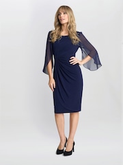 Gina Bacconi Blue Ryder Jersey And Chiffon Wrap Dress - Image 2 of 3