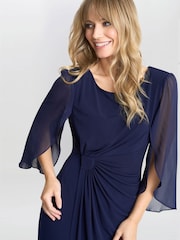 Gina Bacconi Blue Ryder Jersey And Chiffon Wrap Dress - Image 3 of 3