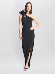 Gina Bacconi Molly V-Neck Sleeveless Illusioned Hem Black Dress - Изображение 1 из 5
