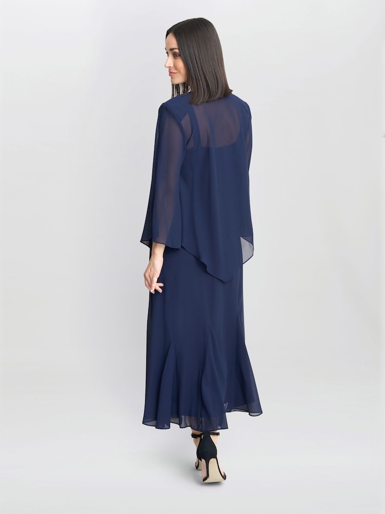 Gina Bacconi Blue Lorna Beaded Chiffon Dress And Jacket Set - Изображение 2 из 6
