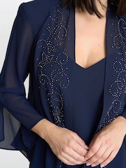 Gina Bacconi Blue Lorna Beaded Chiffon Dress And Jacket Set - Изображение 4 из 6