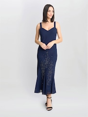 Gina Bacconi Blue Lorna Beaded Chiffon Dress And Jacket Set - Изображение 5 из 6