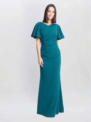 Gina Bacconi Blue Portia Crepe Maxi Dress - Image 1 of 5