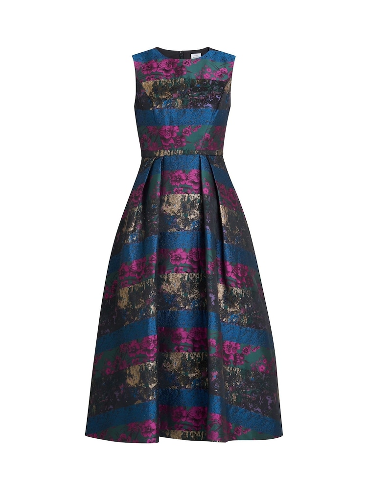 Gina Bacconi Blue Jerri Jacquard Full Skirt Dress - Image 6 of 6