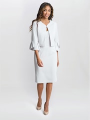 Gina Bacconi Silver Melissa Crepe Dress And Jacket Set - Image 3 of 5