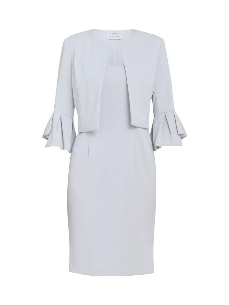 Gina Bacconi Silver Melissa Crepe Dress And Jacket Set - Image 5 of 5