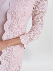 Gina Bacconi Pink Clarabelle Mock Lace Jacket And Crepe Dress - Image 5 of 6