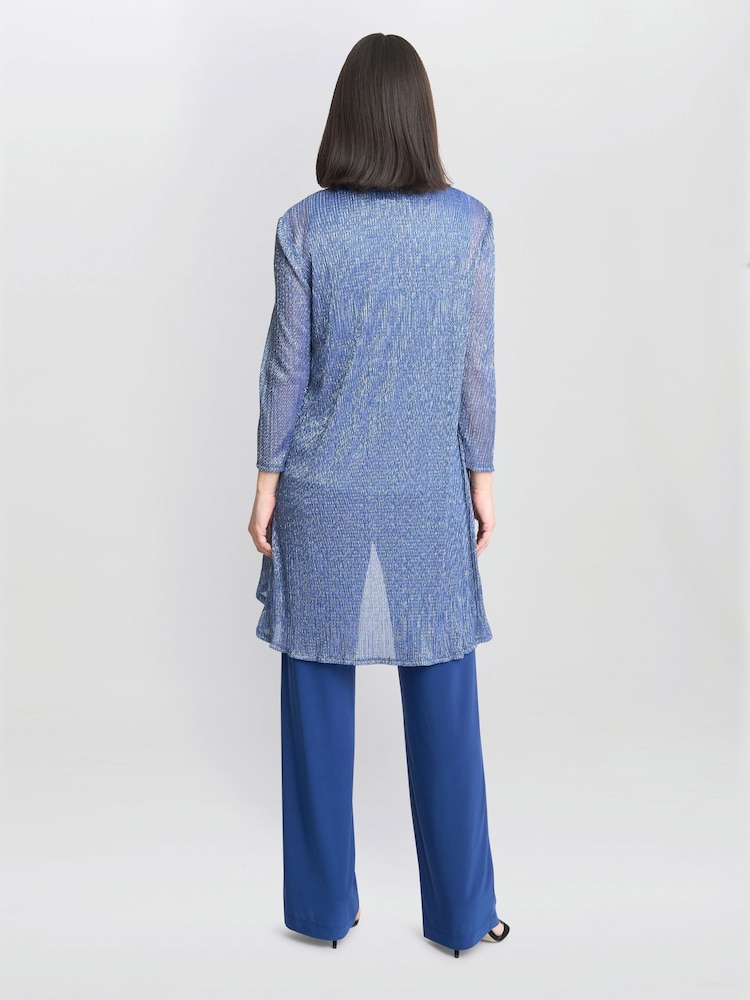 Gina Bacconi Синий Наташа Металлик плиссированная ткань брюки 3 Pieces - Image 2 of 7