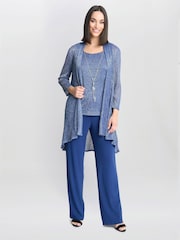 Gina Bacconi Синий Наташа Металлик плиссированная ткань брюки 3 Pieces - Image 3 of 7