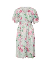 Yours Curve Green London Metallic Spot Shirred Dress - Image 5 of 5