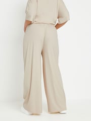 Yours Curve Natural Maternity Ribbed Wide Leg Trousers - Image 3 of 5