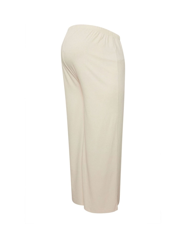 Yours Curve Natural Maternity Ribbed Wide Leg Trousers - Image 5 of 5