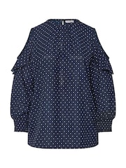 Yours Curve Blue London Spotted Cold Shoulder Blouse - Image 5 of 5