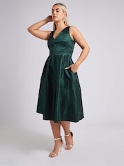 zelena - Yours Curve London V-izrez; z V-izrezom plisiran obleka With Pockets - Slika 1 iz 5