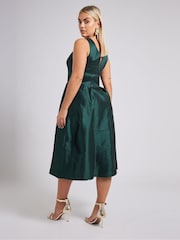 zelena - Yours Curve London V-izrez; z V-izrezom plisiran obleka With Pockets - Slika 4 iz 5
