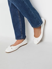 Long Tall Sally White Woven Ballet Pumps - Image 1 of 5