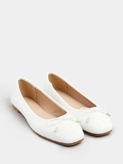 Long Tall Sally White Woven Ballet Pumps - Image 2 of 5