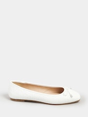 Long Tall Sally White Woven Ballet Pumps - Image 3 of 5