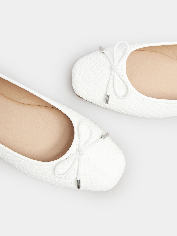 Long Tall Sally White Woven Ballet Pumps - Image 5 of 5 Long Tall Sally White Woven Ballet Pumps - Image 5 of 5
