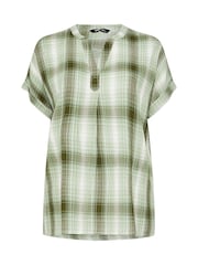 Yours Curve Green Overhead Check Shirt - Image 5 of 5
