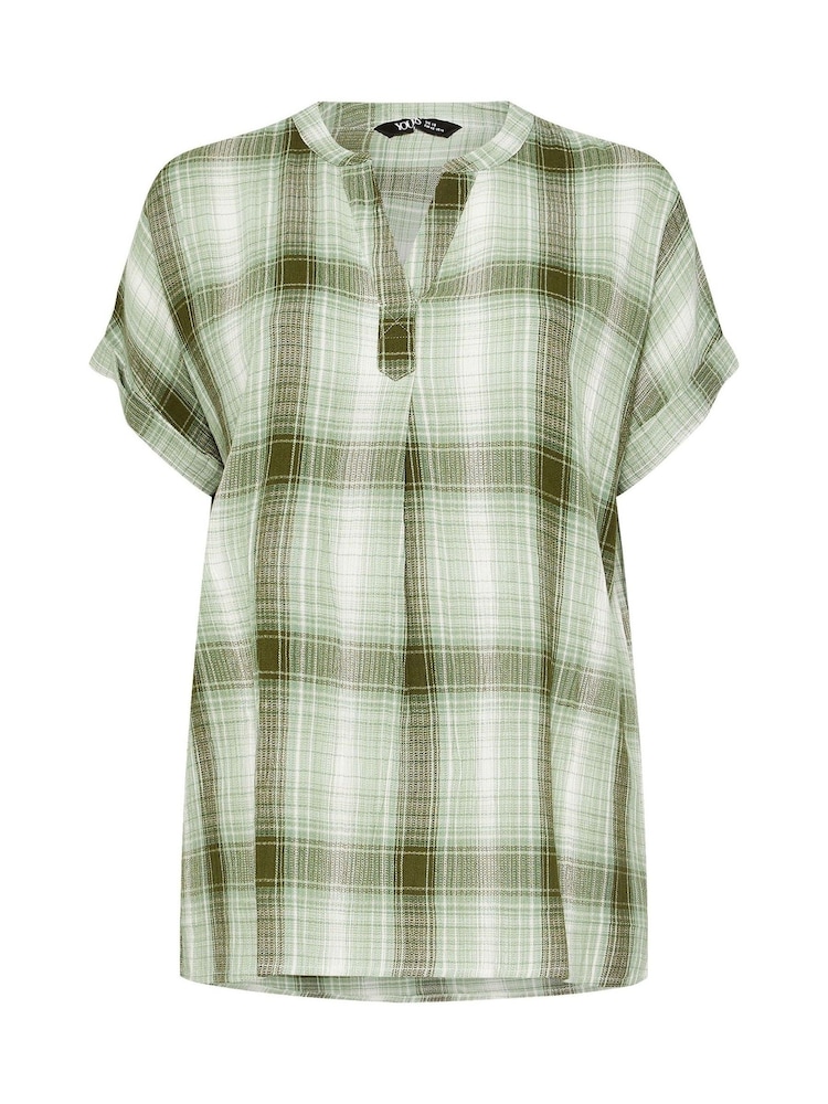 Yours Curve Green Overhead Check Shirt - Image 5 of 5
