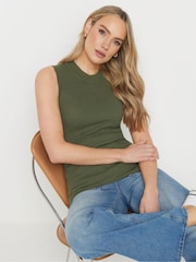 Long Tall Sally Green Ribbed High Neck Vest - Image 1 of 4