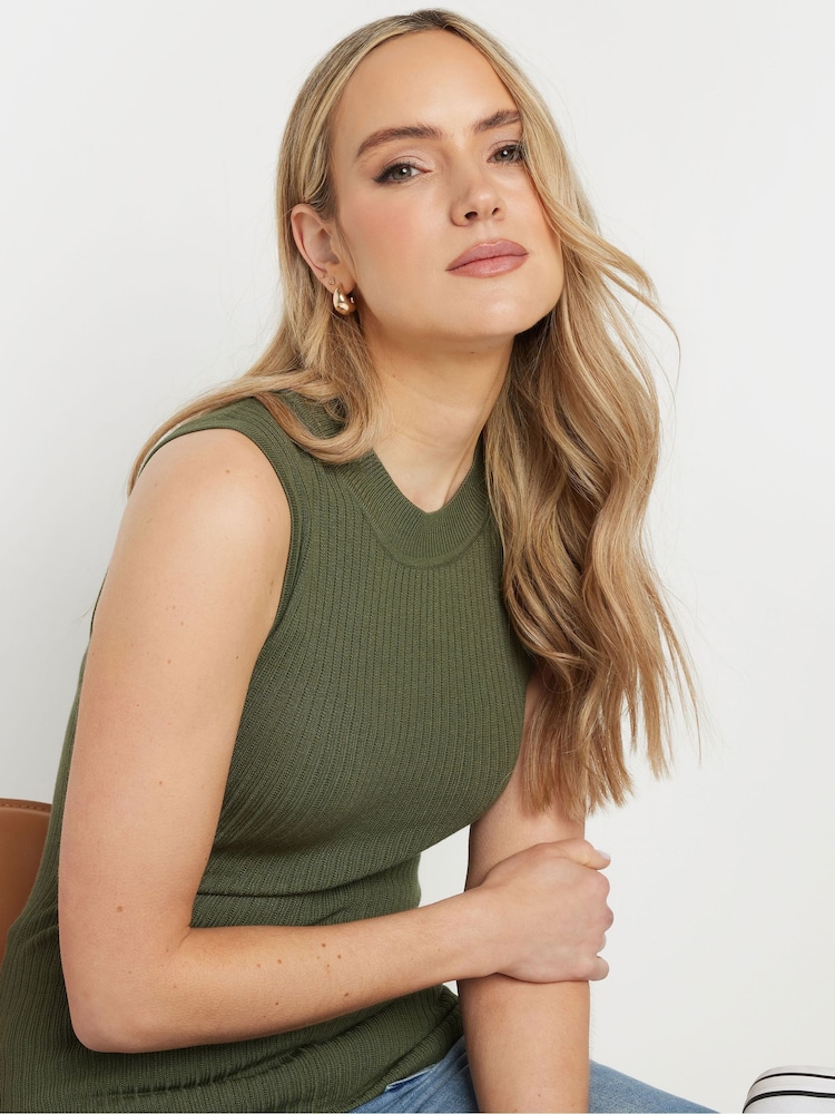 Long Tall Sally Green Ribbed High Neck Vest - Image 4 of 4