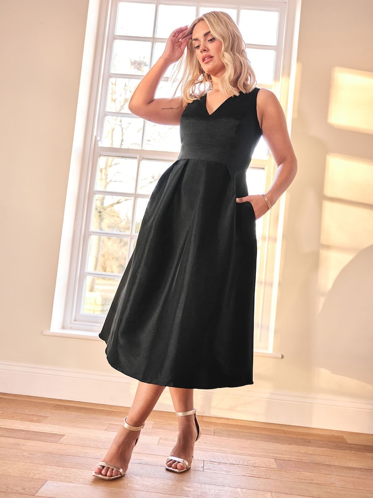 črna - Yours Curve London V-izrez; z V-izrezom plisiran obleka With Pockets - Slika 2 iz 6 črna - Yours Curve London V-izrez; z V-izrezom plisiran obleka With Pockets - Slika 2 iz 6