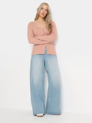 rožnata - Long Tall Sally Scallop Edge Detail pletena jopa - Slika 2 iz 5