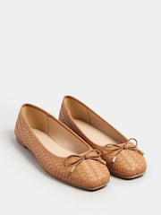 Long Tall Sally Brown Woven Ballet Pumps - Image 2 of 5
