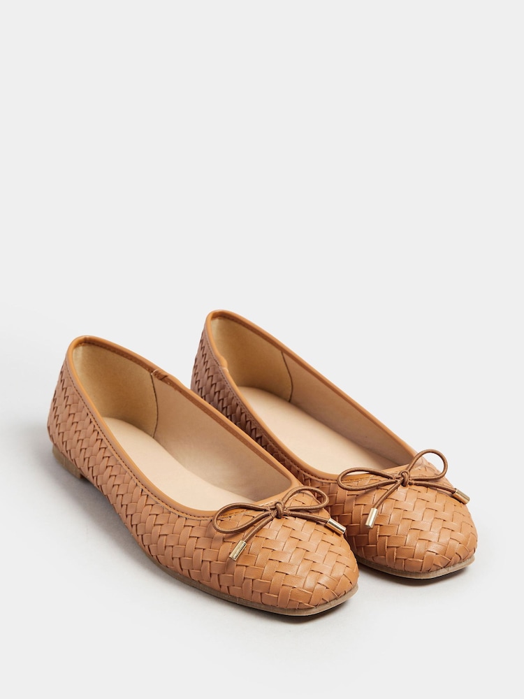 Long Tall Sally Brown Woven Ballet Pumps - Image 2 of 5