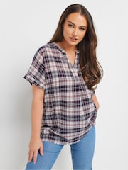 Yours Curve Red Overhead Check Shirt - Image 1 of 5
