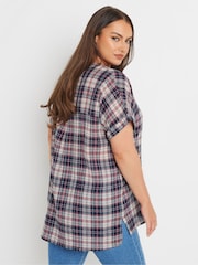 Yours Curve Red Overhead Check Shirt - Image 3 of 5