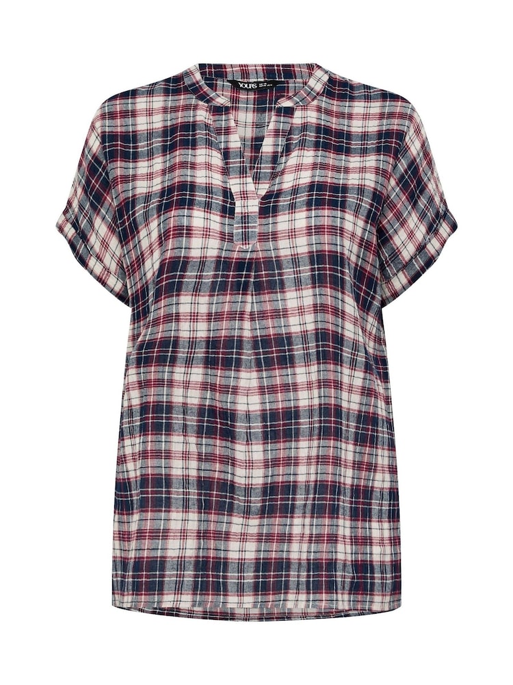 Yours Curve Red Overhead Check Shirt - Image 5 of 5