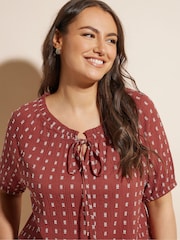 Yours Curve Orange Swiss Dot Short Sleeve 100% Cotton Boho Top - Image 5 of 6