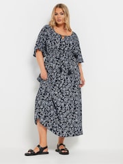 Yours Curve Blue Paisley Boho Dress - Image 1 of 5