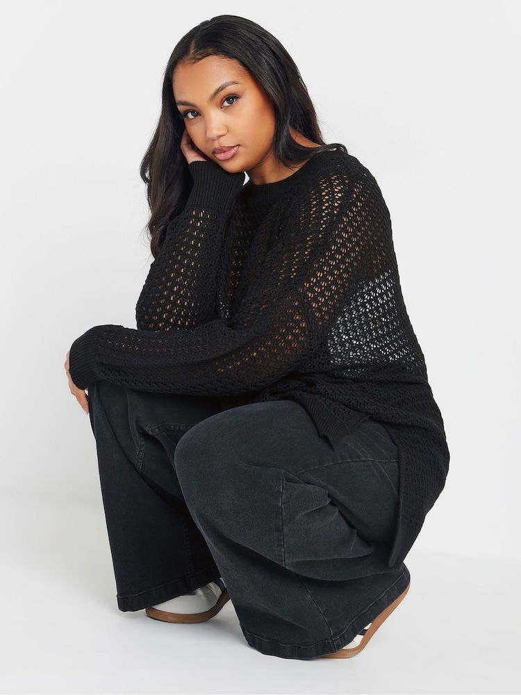 Yours Curve Black Side Split Jumper - Image 1 of 5