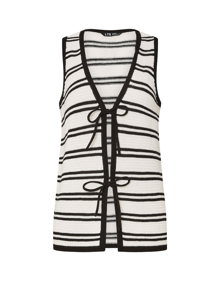 Long Tall Sally Black Stripe Tie Detail Waistcoat - Image 6 of 6