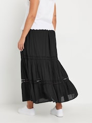 Yours Curve Black Tiered Maxi Skirt - Image 7 of 9