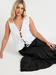 Yours Curve Black Tiered Maxi Skirt - Image 8 of 9