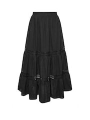 Yours Curve Black Tiered Maxi Skirt - Image 9 of 9