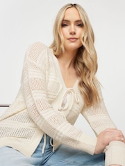Long Tall Sally Natural Tie Front Detail Cardigan - Image 3 of 3